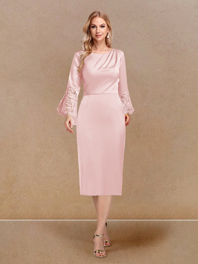 Sheath/Column Scoop Long Sleeves Evening Dresses with Appliques