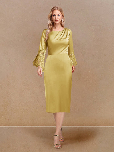 Sheath/Column Scoop Long Sleeves Evening Dresses with Appliques