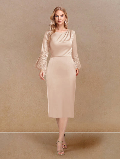 Sheath/Column Scoop Long Sleeves Evening Dresses with Appliques