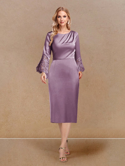 Sheath/Column Scoop Long Sleeves Evening Dresses with Appliques