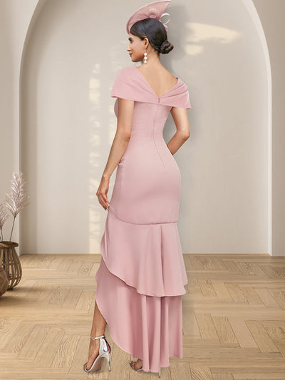 Sheath/Column Asymmetrical V-Neck Mother of the Bride Dresses With Ruffles