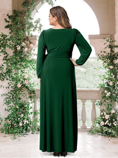 A-Line/Princess Sweetheart Long Sleeves Chiffon Plus Size Bridesmaid Dresses with Sash