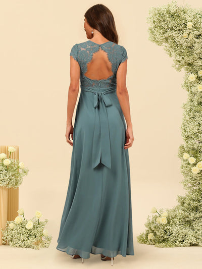 A-Line/Princess V-Neck Floor-Length Bridesmaid Dresses With Split Side