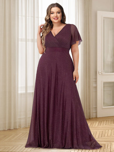 A-Line/Princess V-Neck Floor-Length Ruffles Bridesmaid Dresses