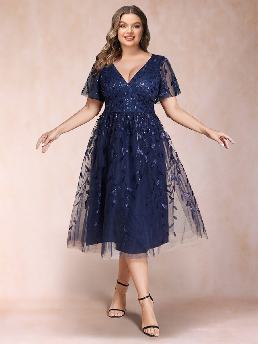 A-Line/Princess V-Neck Tea-Length Mother of the Bride Dresses