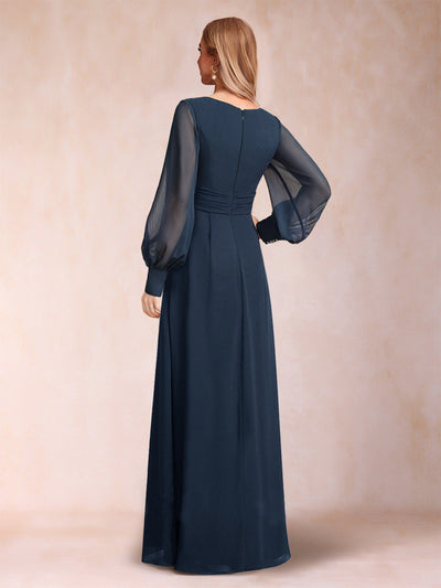 A-Line/Princess Long Sleeves V-Neck Mother of the Bride Dresses