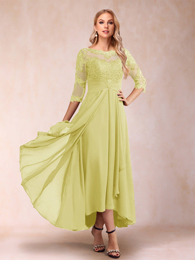 A-Line/Princess Asymmetrical 3/4 Sleeves Sweetheart Mother of the Bride Dresses