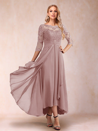 A-Line/Princess Asymmetrical 3/4 Sleeves Sweetheart Mother of the Bride Dresses