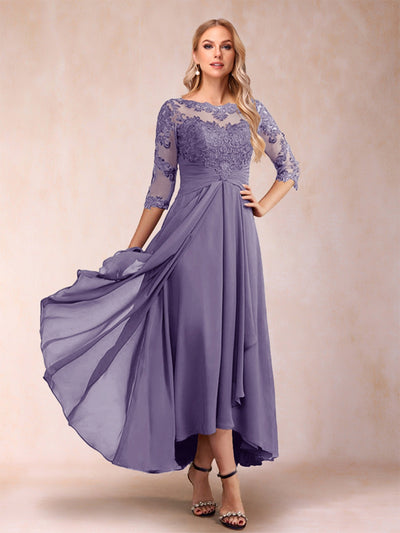 A-Line/Princess Asymmetrical 3/4 Sleeves Sweetheart Mother of the Bride Dresses