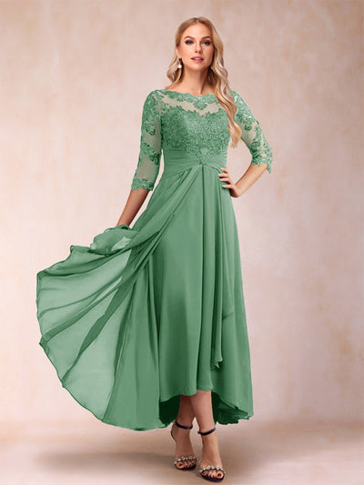 A-Line/Princess Asymmetrical 3/4 Sleeves Sweetheart Mother of the Bride Dresses