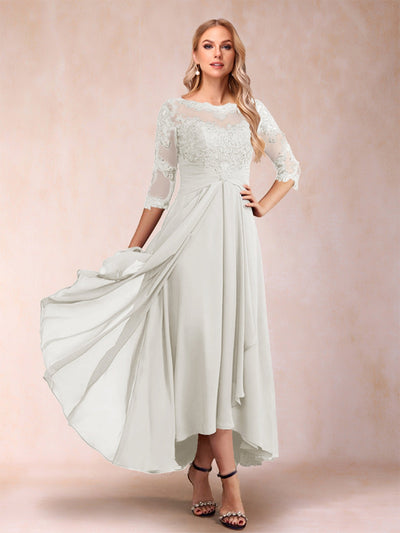 A-Line/Princess Asymmetrical 3/4 Sleeves Sweetheart Mother of the Bride Dresses