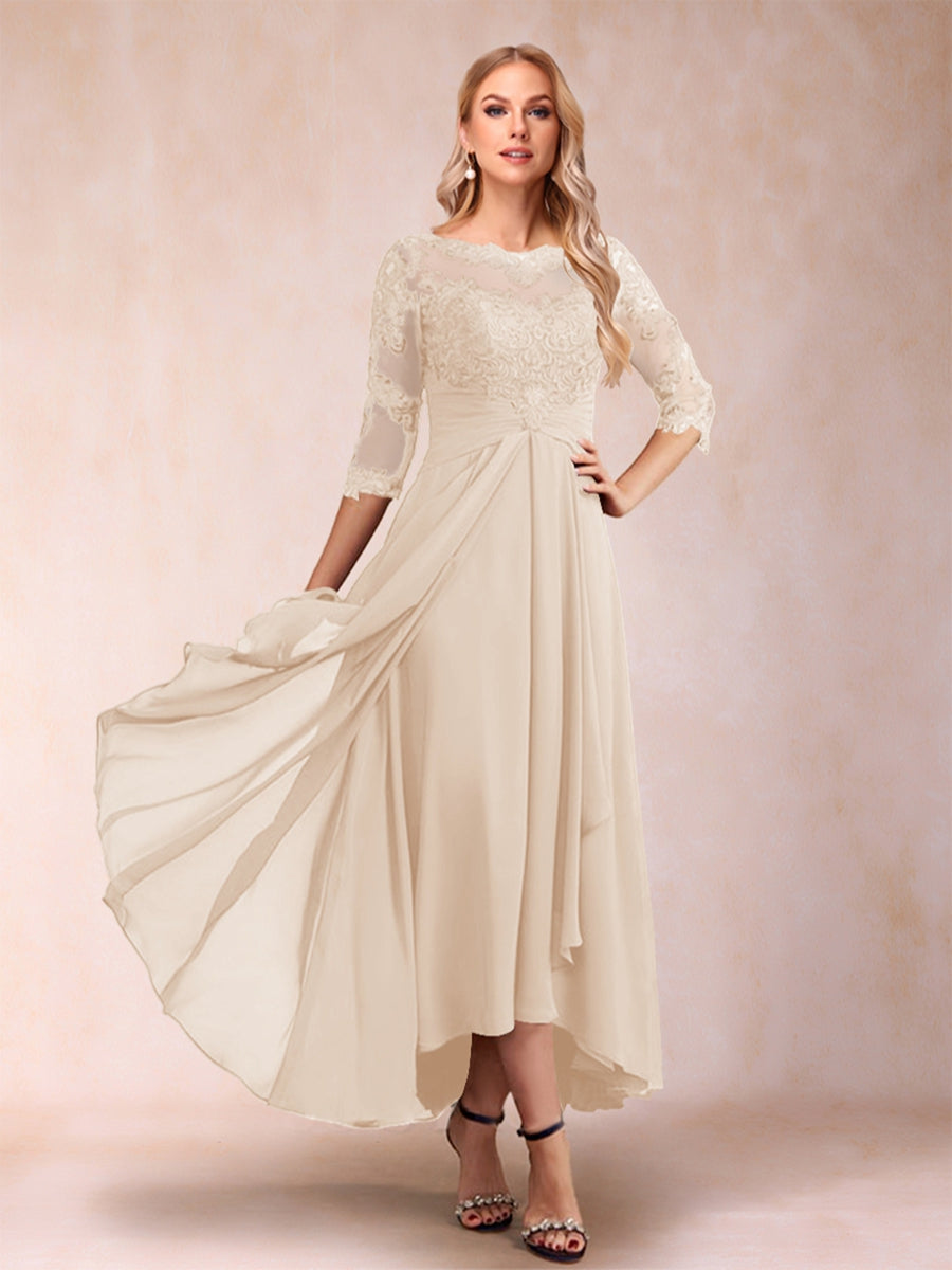 A-Line/Princess Asymmetrical 3/4 Sleeves Sweetheart Mother of the Bride Dresses