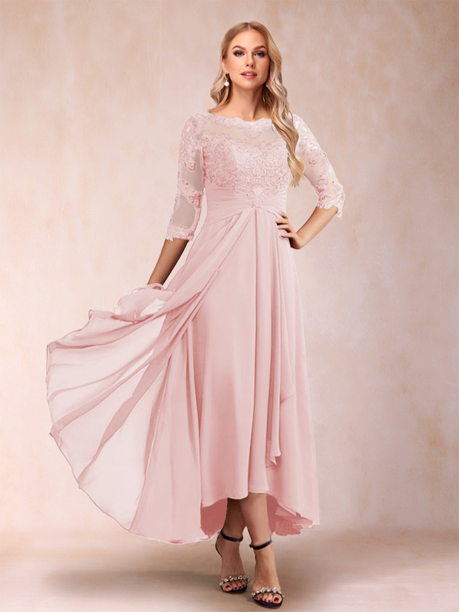 A-Line/Princess Asymmetrical 3/4 Sleeves Sweetheart Mother of the Bride Dresses