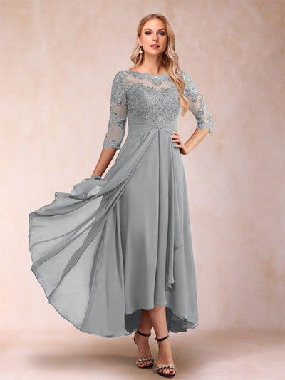 A-Line/Princess Asymmetrical 3/4 Sleeves Sweetheart Mother of the Bride Dresses