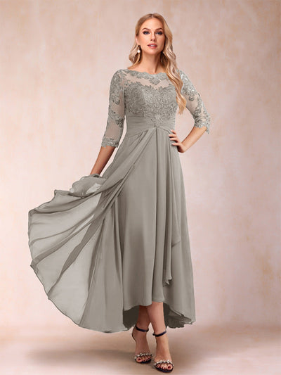 A-Line/Princess Asymmetrical 3/4 Sleeves Sweetheart Mother of the Bride Dresses