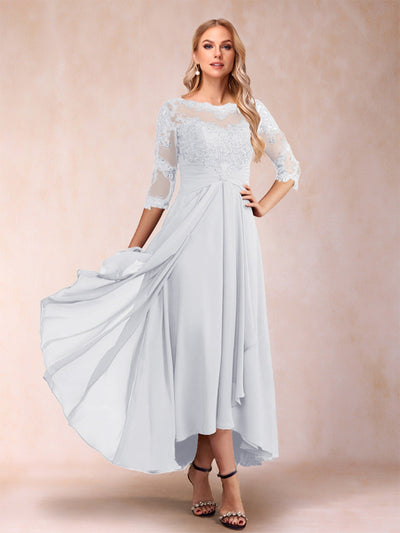 A-Line/Princess Asymmetrical 3/4 Sleeves Sweetheart Mother of the Bride Dresses