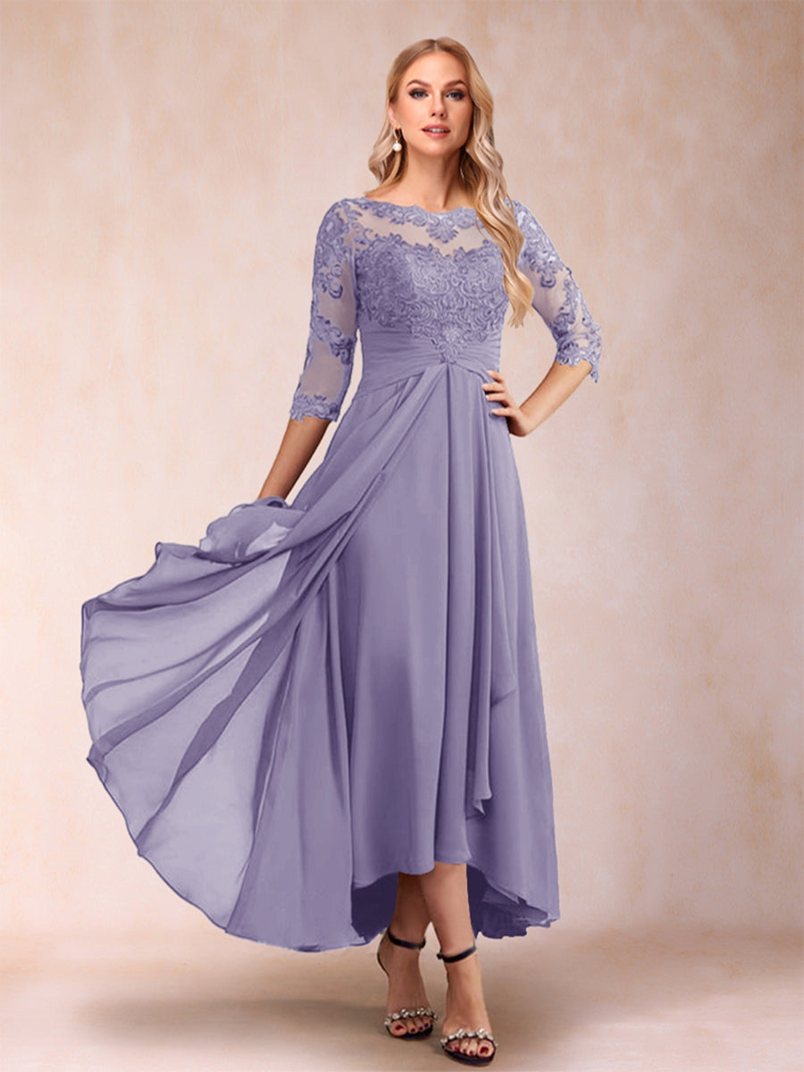 A-Line/Princess Asymmetrical 3/4 Sleeves Sweetheart Mother of the Bride Dresses