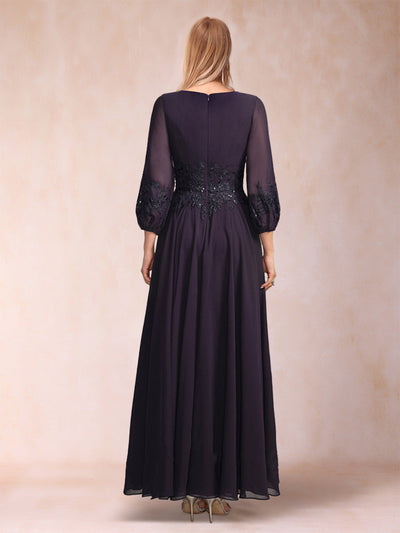 A-Line/Princess Ankle-Length 3/4 Sleeves V-Neck Mother of the Bride Dresses