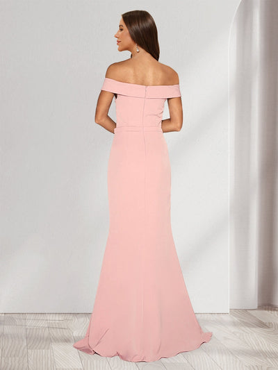 Trumpet/Mermaid Off-the-Shoulder Sleeveless Floor-Length Evening Dresses with Split Side