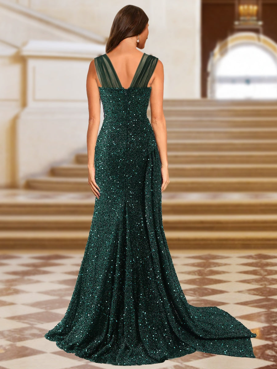 Sparkly Trumpet/Mermaid Sweetheart Long Evening Dresses with Split Side