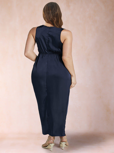 Sheath/Column V-Neck Ruched Ankle-Length Plus Size Mother of the Bride Dresses with Side Slit