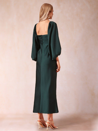 Sheath/Column Sweetheart Ruched Long Sleeves Elegant Evening Dresses