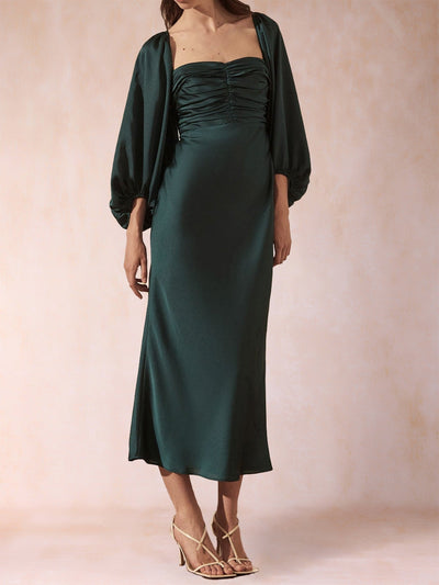 Sheath/Column Sweetheart Ruched Long Sleeves Elegant Evening Dresses