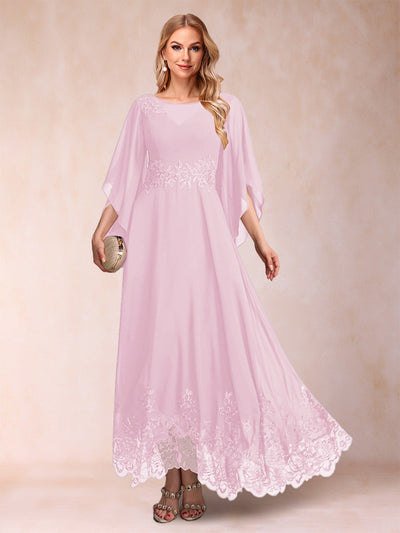 A-Line/Princess Scoop 3/4 Sleeves Ankle-Length Mother of the Bride Dresses with Appliques