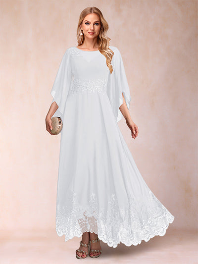 A-Line/Princess Scoop 3/4 Sleeves Ankle-Length Mother of the Bride Dresses with Appliques