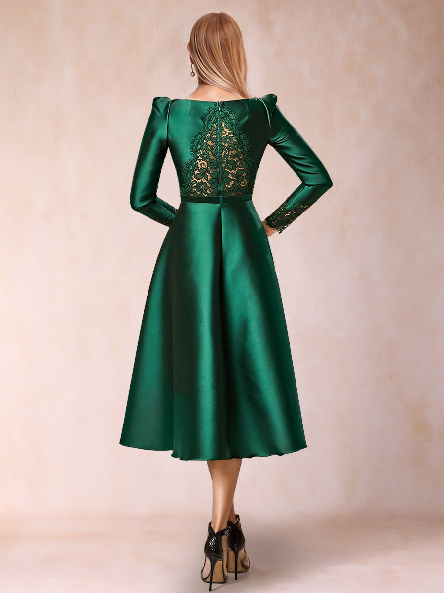 A-Line/Princess Scoop Long Sleeves Mother of the Bride Dresses with Applique