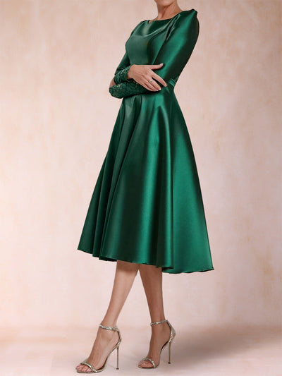 A-Line/Princess Scoop Long Sleeves Mother of the Bride Dresses with Applique