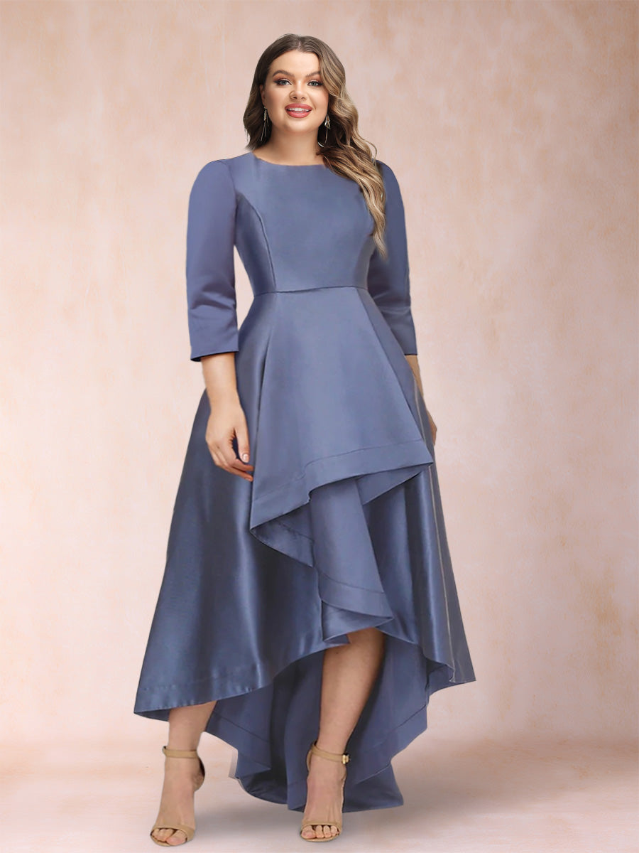 A-Line/Princess Scoop 3/4 Sleeves Plus Size Mother of the Bride Dresses with Ruffles