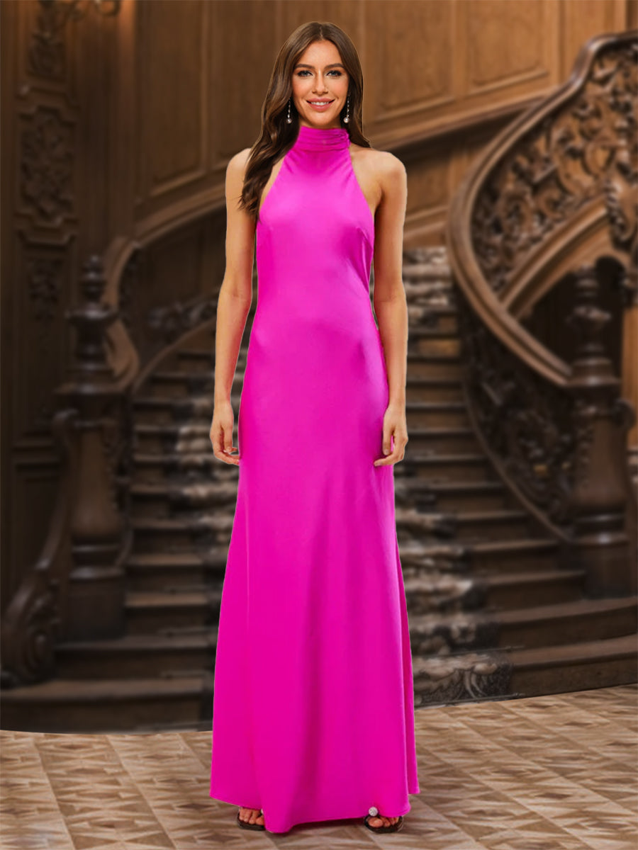 Sheath/Column Halter Sleeveless Evening Dresses with Ruched