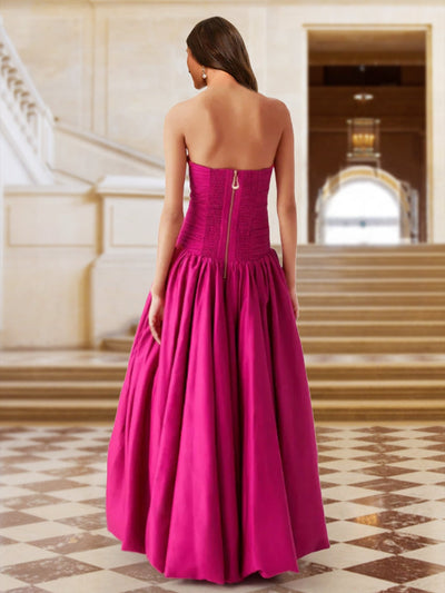 A-Line/Princess Strapless Sleeveless Evening Dresses with Ruched