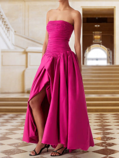 A-Line/Princess Strapless Sleeveless Evening Dresses with Ruched