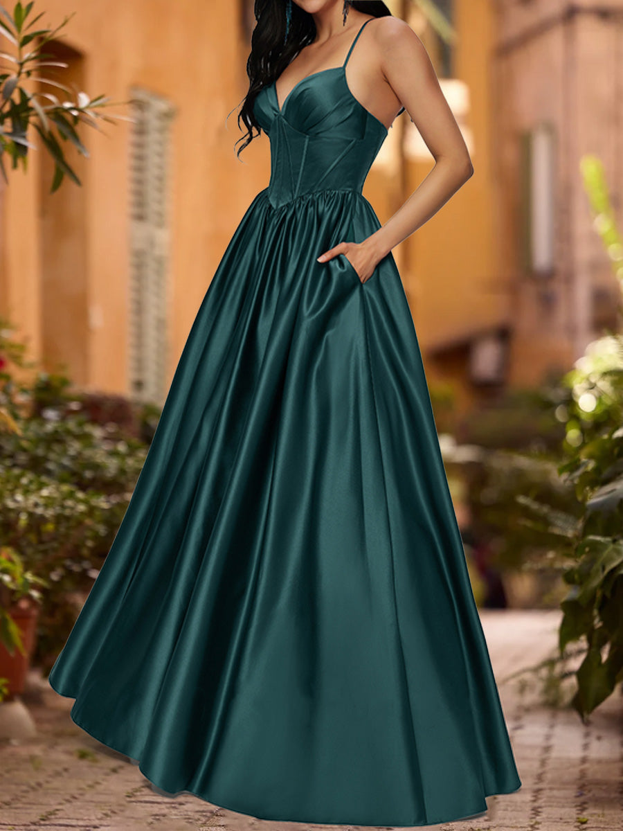 A-Line/Princess Sweetheart Sleeveless Ruched Prom Dresses