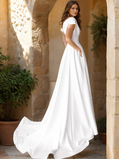 A-Line/Princess V-Neck Sleeveless Split Side Wedding Dresses