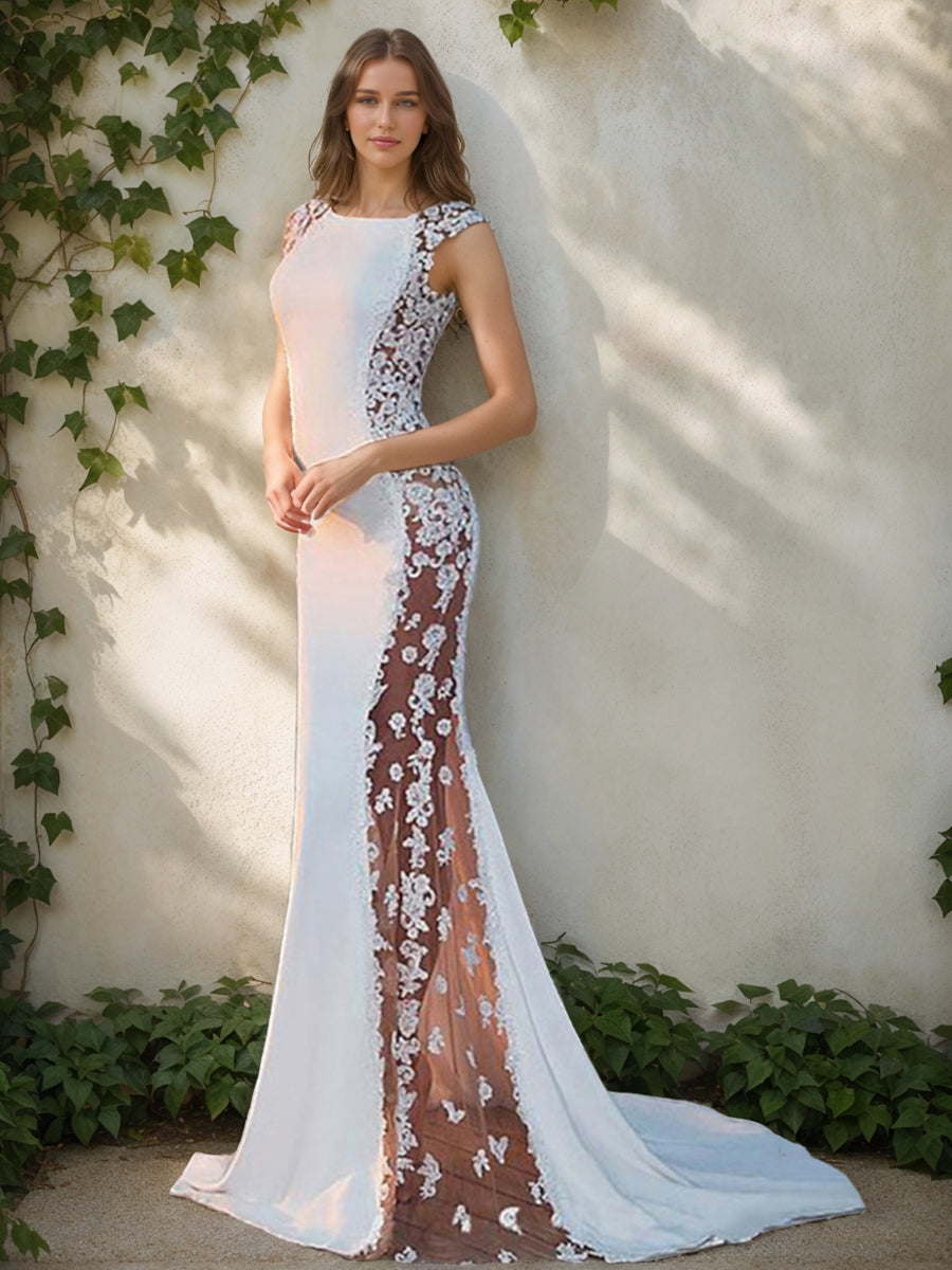 Trumpet/Mermaid Scoop Sleeveless Lace Wedding Dresses