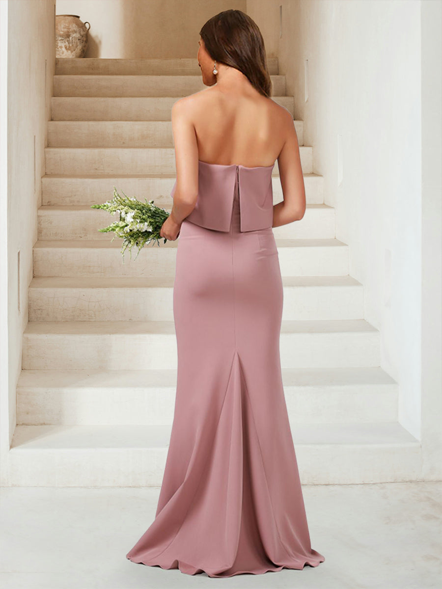 Trumpet/Mermaid Strapless Sleeveless Ruched Bridesmaid Dresses