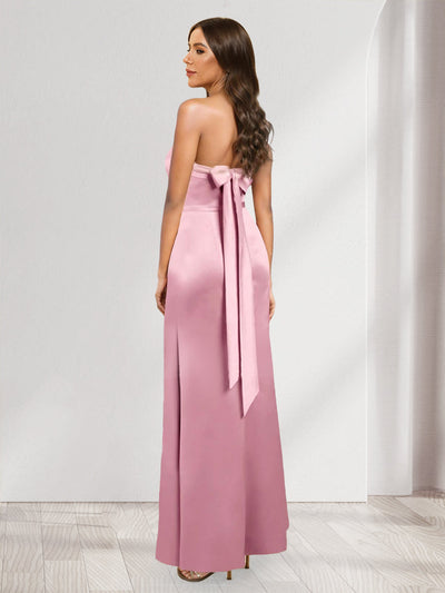 Sheath/Column Strapless Sleeveless Split Side Bridesmaid Dresses