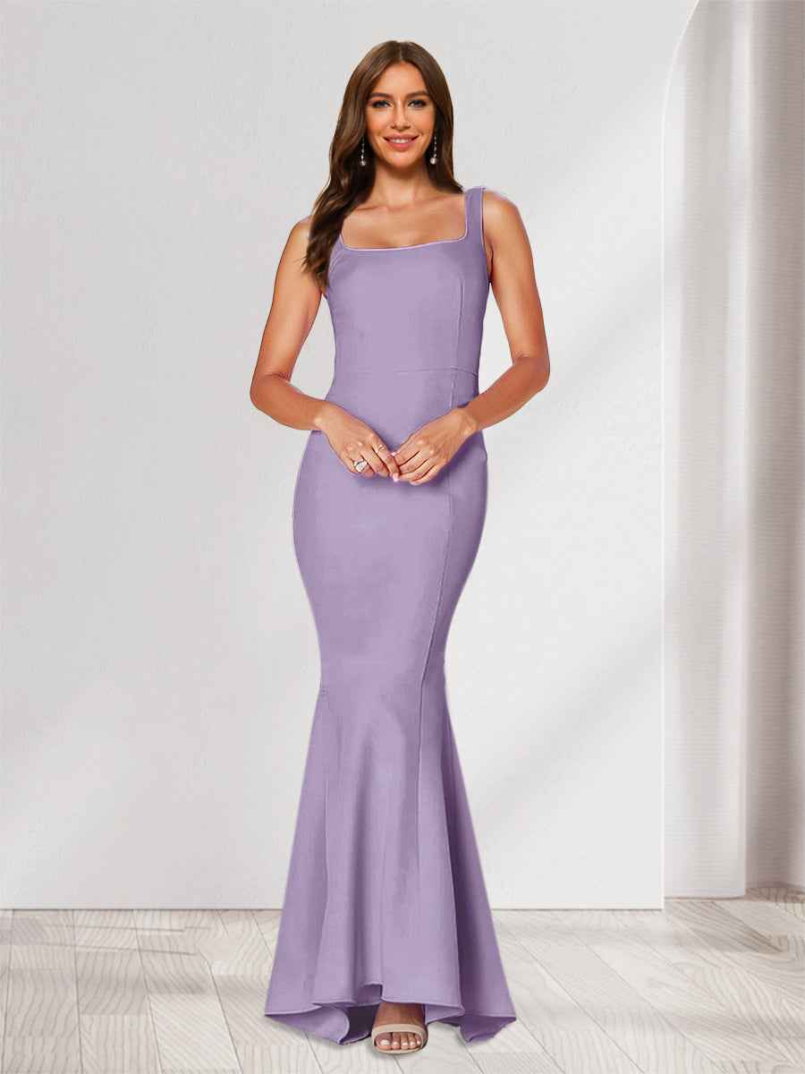 Trumpet/Mermaid Square Neck Sleeveless Ruched Bridesmaid Dresses