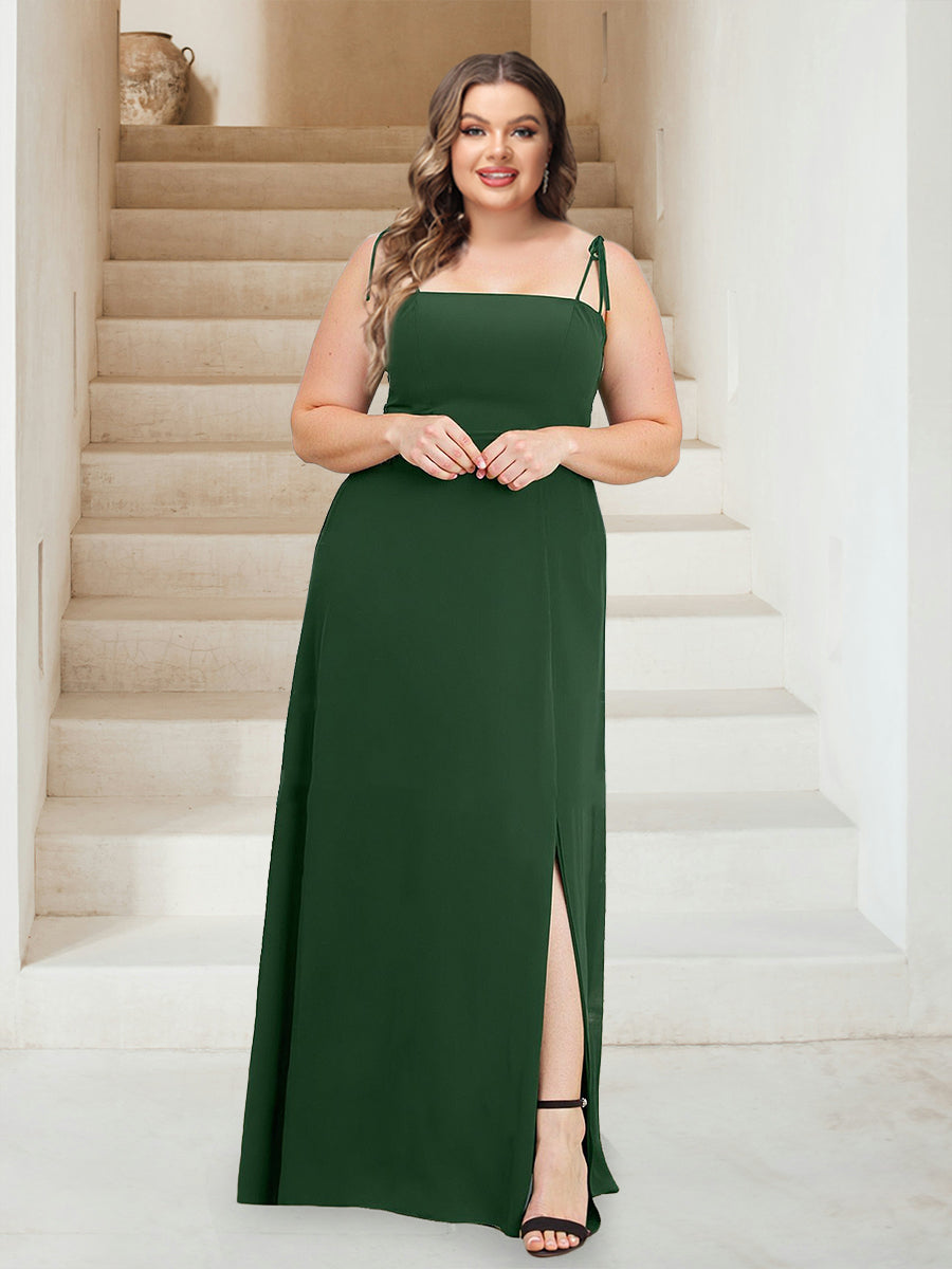 Sheath/Column Square Neck Sleeveless Ruched Plus Size Bridesmaid Dresses