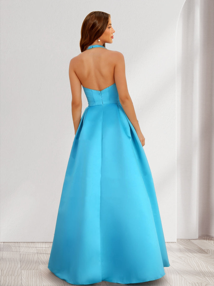 A-Line/Princess Halter Sleeveless Ruched Bridesmaid Dresses