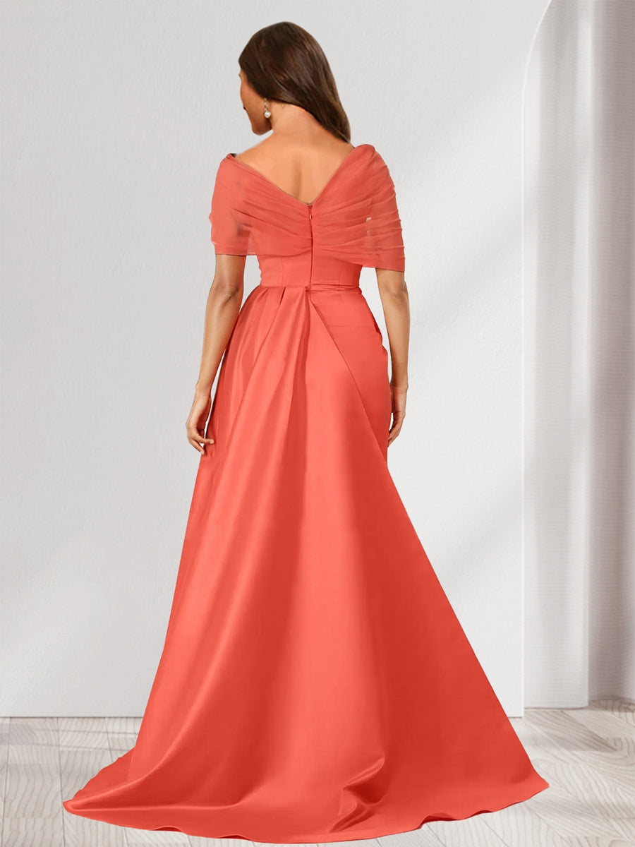 Sheath/Column Off-the-Shoulder Sleeveless Split Side Bridesmaid Dresses