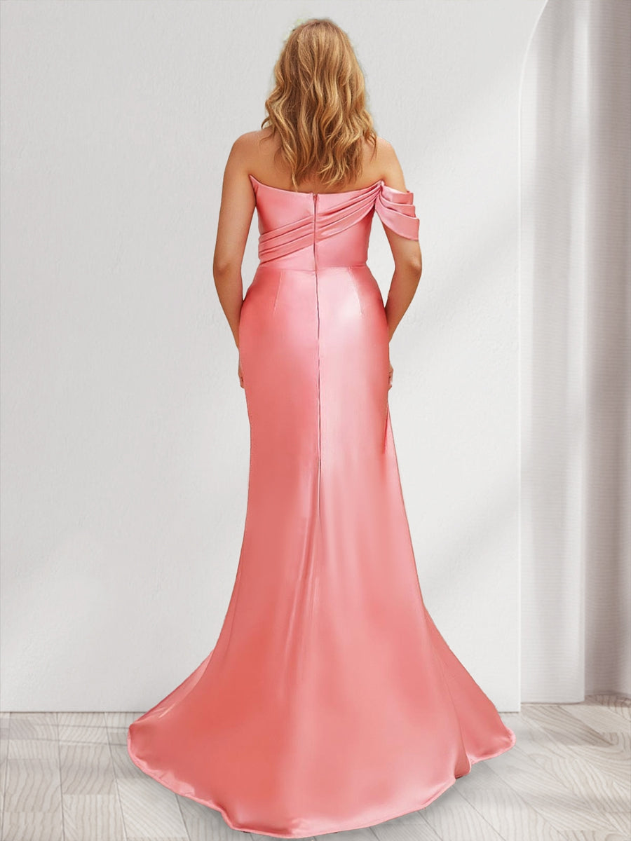 Sheath/Column Strapless Sleeveless Split Side Bridesmaid Dresses