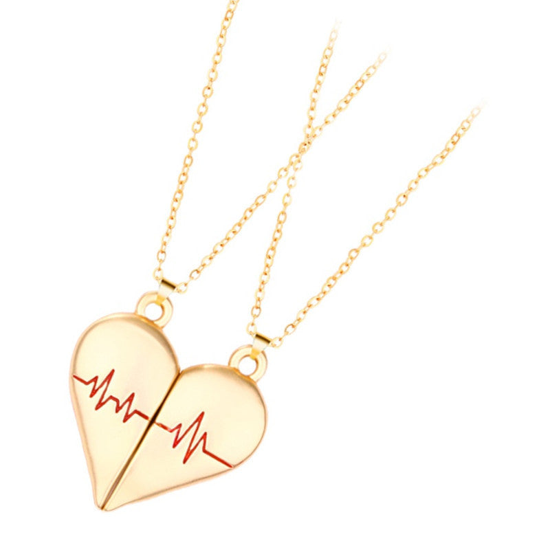 Couple Love Heart Pendant Collarbone Necklace