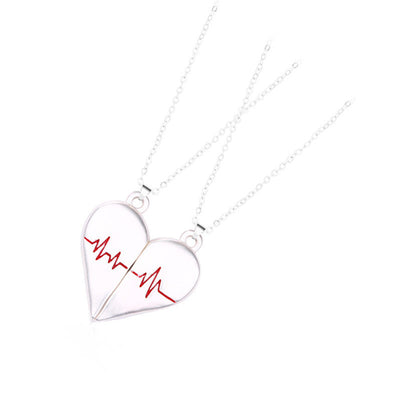 Couple Love Heart Pendant Collarbone Necklace