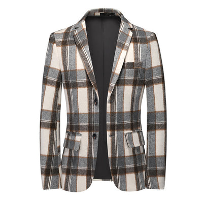 Tailored Fit Notched Lapel Breasted Two-Buttons Beach Striped Men's Party Jacket