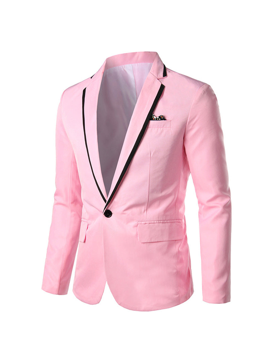 Tailored Fit Notched Lapel Single Breasted One-button Men's Party Jacket