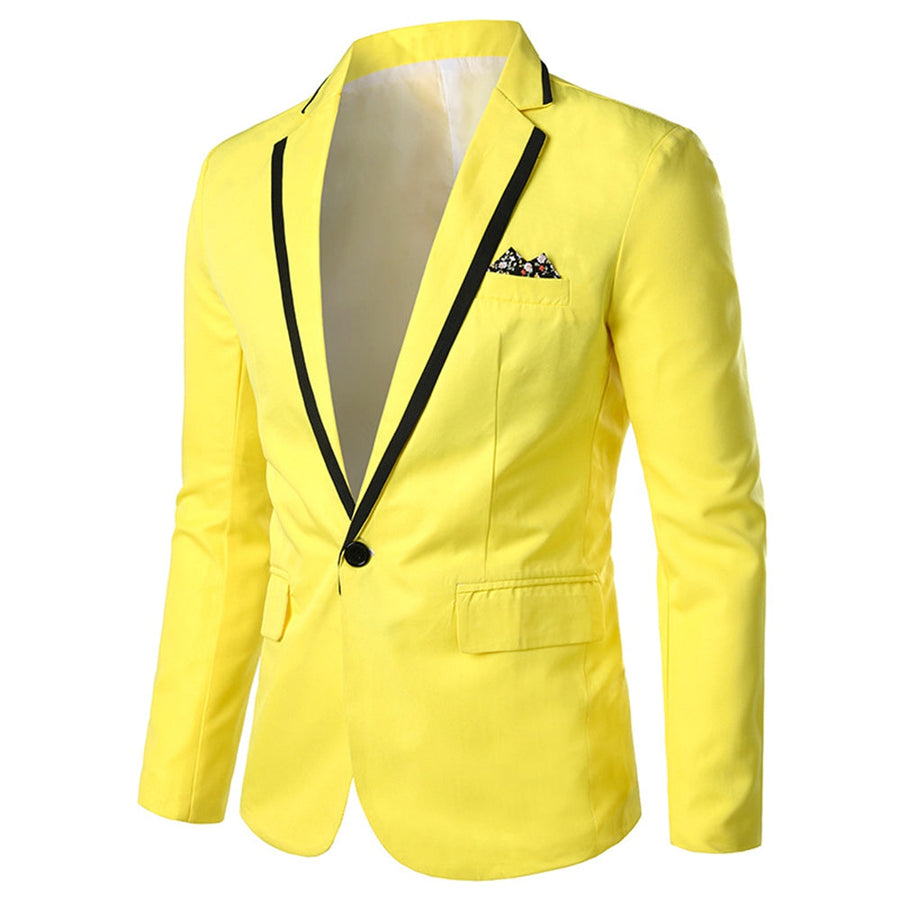 Tailored Fit Notched Lapel Single Breasted One-button Men's Party Jacket